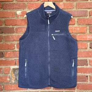 Patagonia Retro Pile Vest Men's XL Blue Navy Full Zip Pile Fleece Outdoor